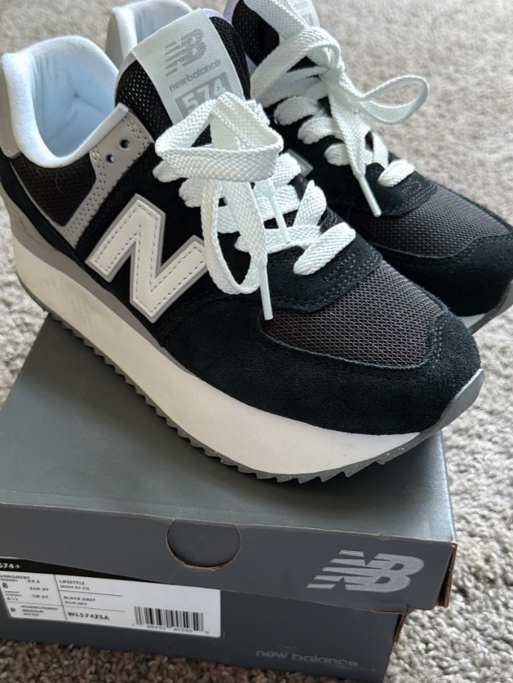 New Balance 574+ Platform Black & Grey